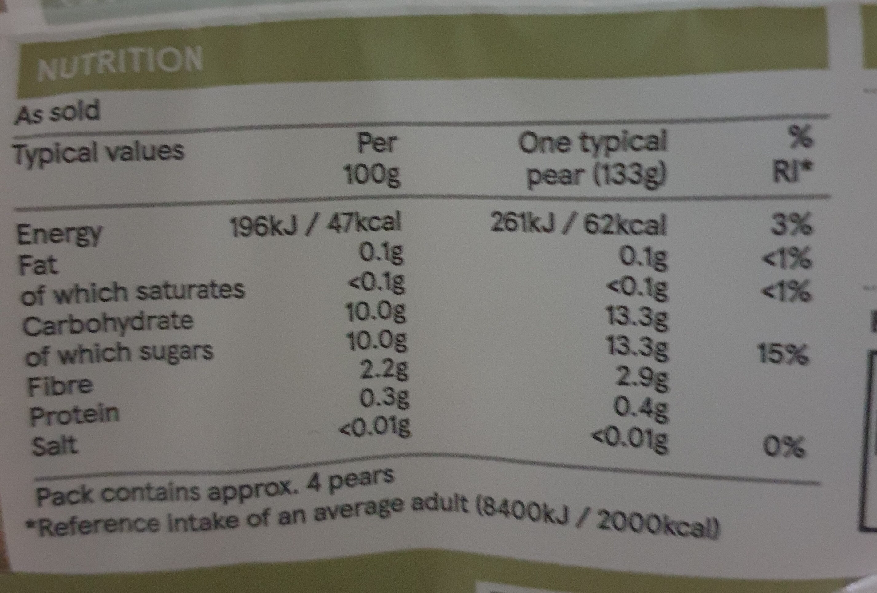 Ripe & Ready Conference Pears - Nutrition facts - en