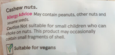 Tesco Cashew Nuts - Ingredients - en