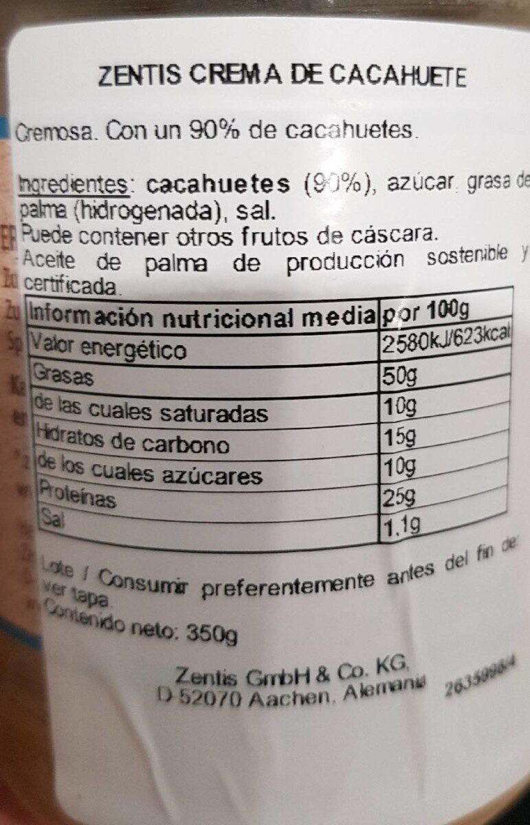 Crema de cacahuete - Nutrition facts - de
