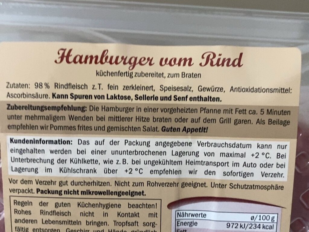 Hamburger vom Rind - Ingredients - en