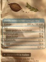 Schoko Reiswaffeln - Nutrition facts - en