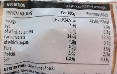 4 multiseed Thins - Nutrition facts - en