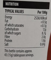Tomato Ketchup reduced sugar and salt - Nutrition facts - en