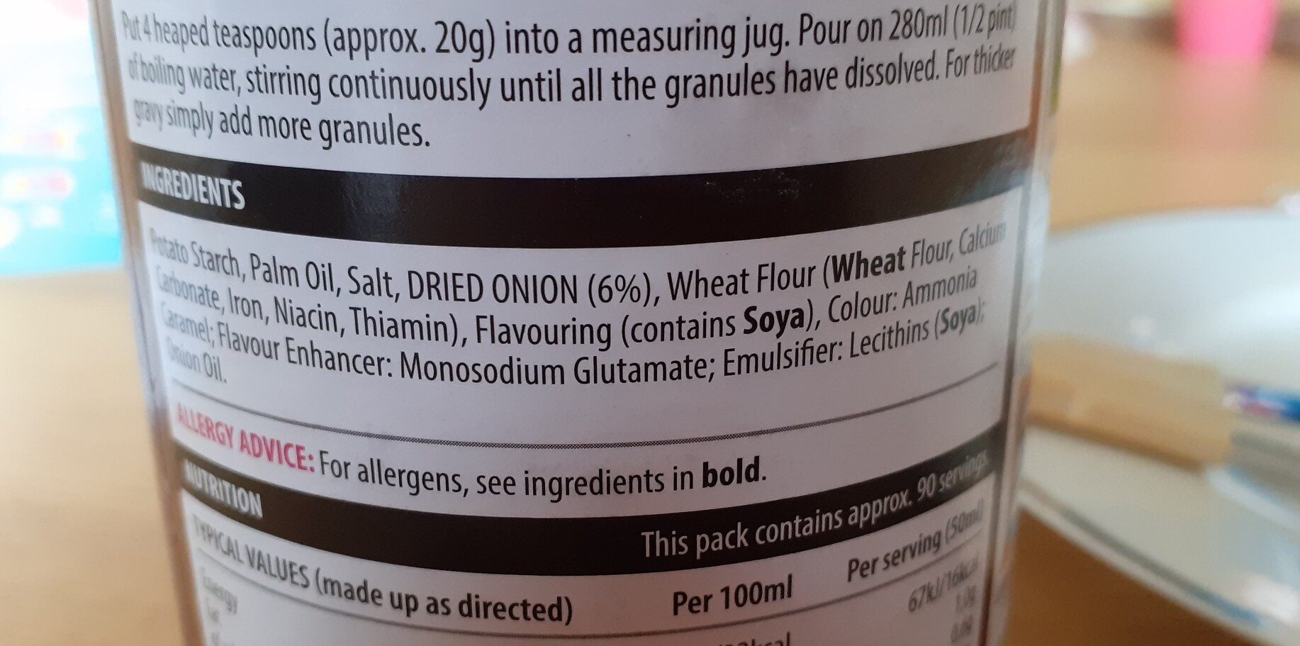 Onion Gravy Granules - Ingredients - en