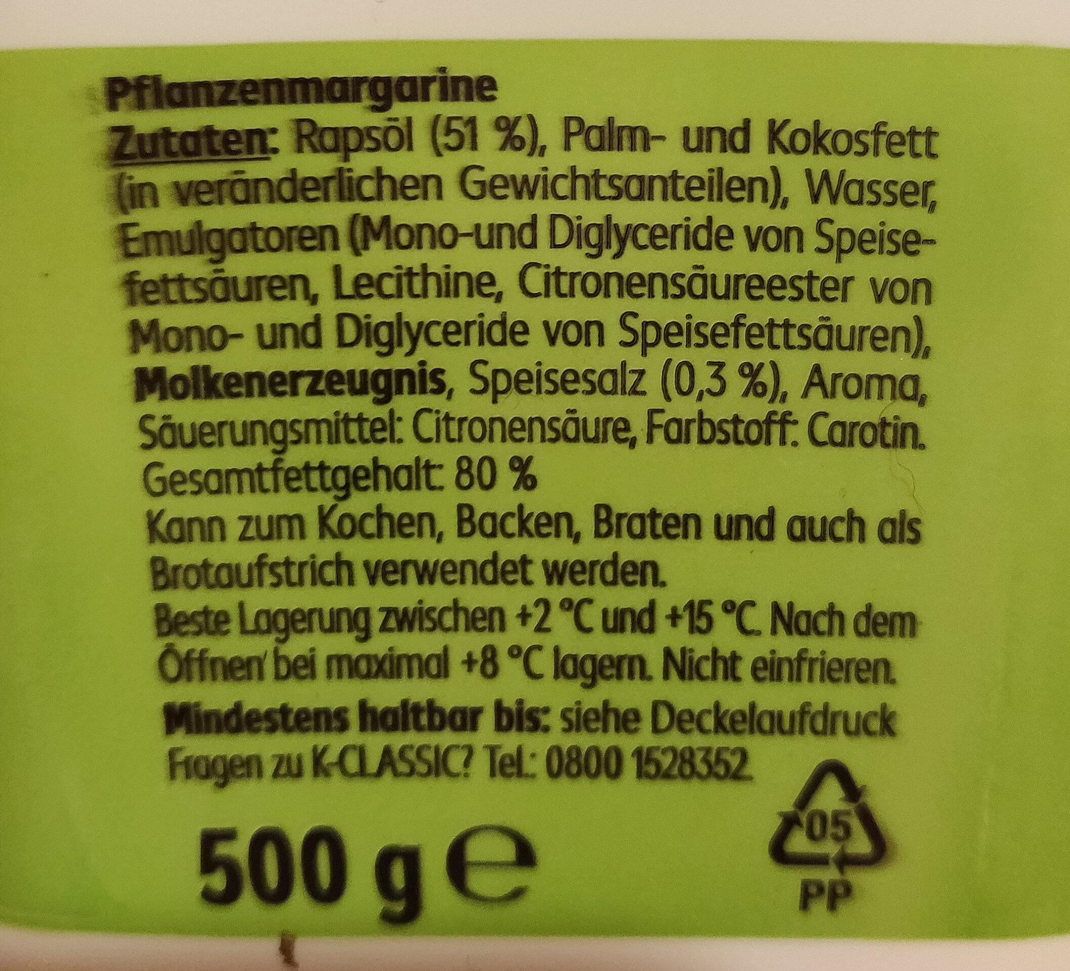 Pflanzenmargarine - Ingredients - de