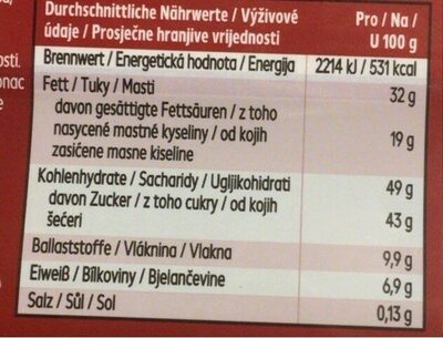 Zartbitter Kuvertüre - Nutrition facts - en
