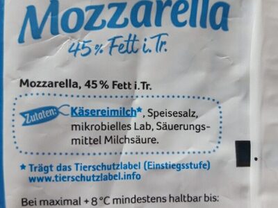 Mozzarella 45% Fett - Ingredients - de