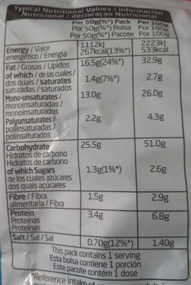 MAX - Cheese & Onion - Nutrition facts