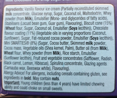 Smarties ice cream - Ingredients