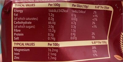 Dark Rye Crunchy Rye Breads - Nutrition facts - en