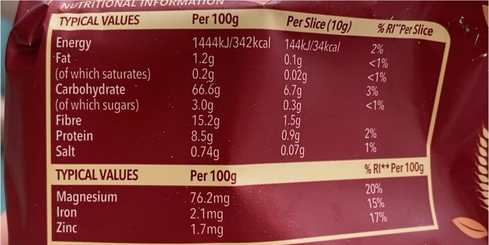 Dark Rye Crunchy Rye Breads - Nutrition facts - en