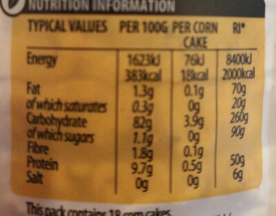 Corn cakes - Nutrition facts - fr