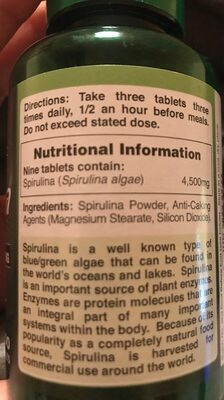 Spirulina - Nutrition facts - en
