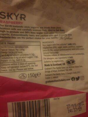 Skyr Raspberry - Ingredients - en