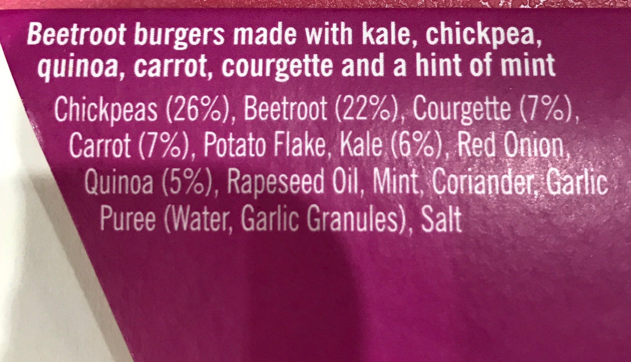 Beetroot burger - Ingredients - en
