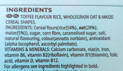 Rice crispies multigrain shapes - Ingredients - en