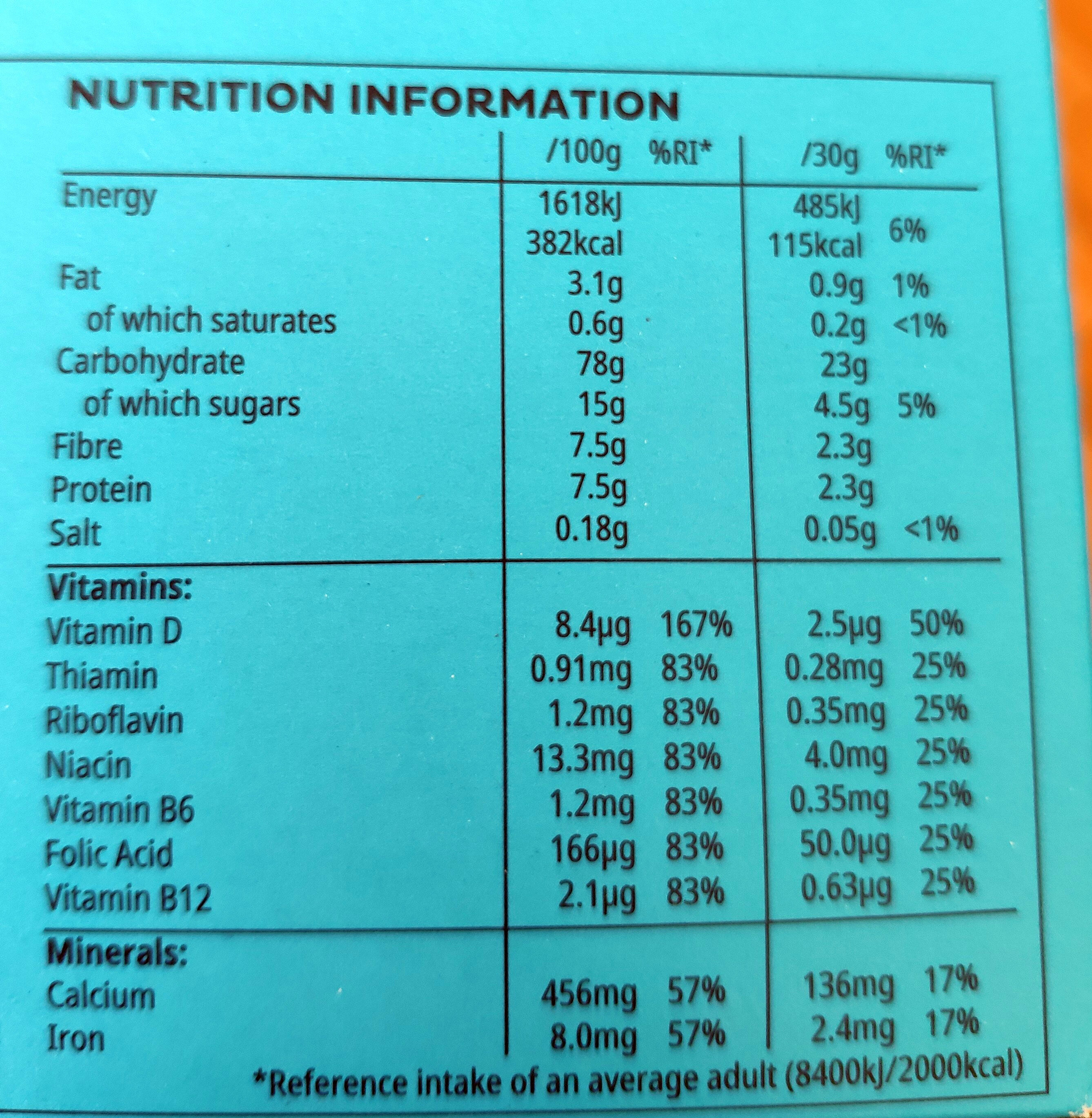 Rice crispies multigrain shapes - Nutrition facts - en