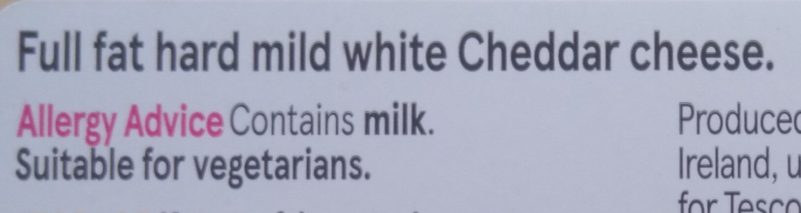 Mild White Cheddar - Ingredients - en