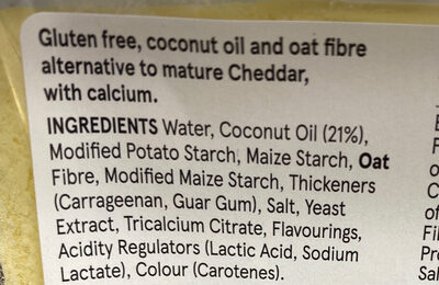 Mature cheddar coconut oil alternative - Ingredients - en
