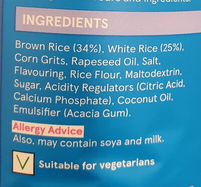 Salt and Vinegar flavoured rice cakes - Ingredients - en