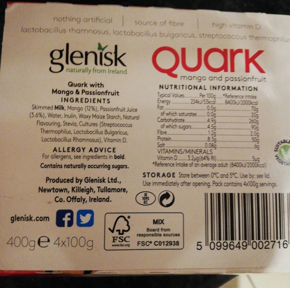 Quark - Nutrition facts - en