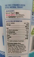 Strained Greek Style Natural Yogurt - Nutrition facts - en