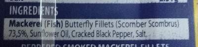 Irish peppered mackerel fillets in sunflower oil - Ingredients - en