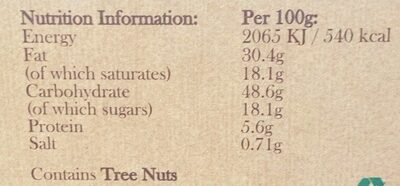 Hazelnut chip Irish Oat Cookies - Nutrition facts - en