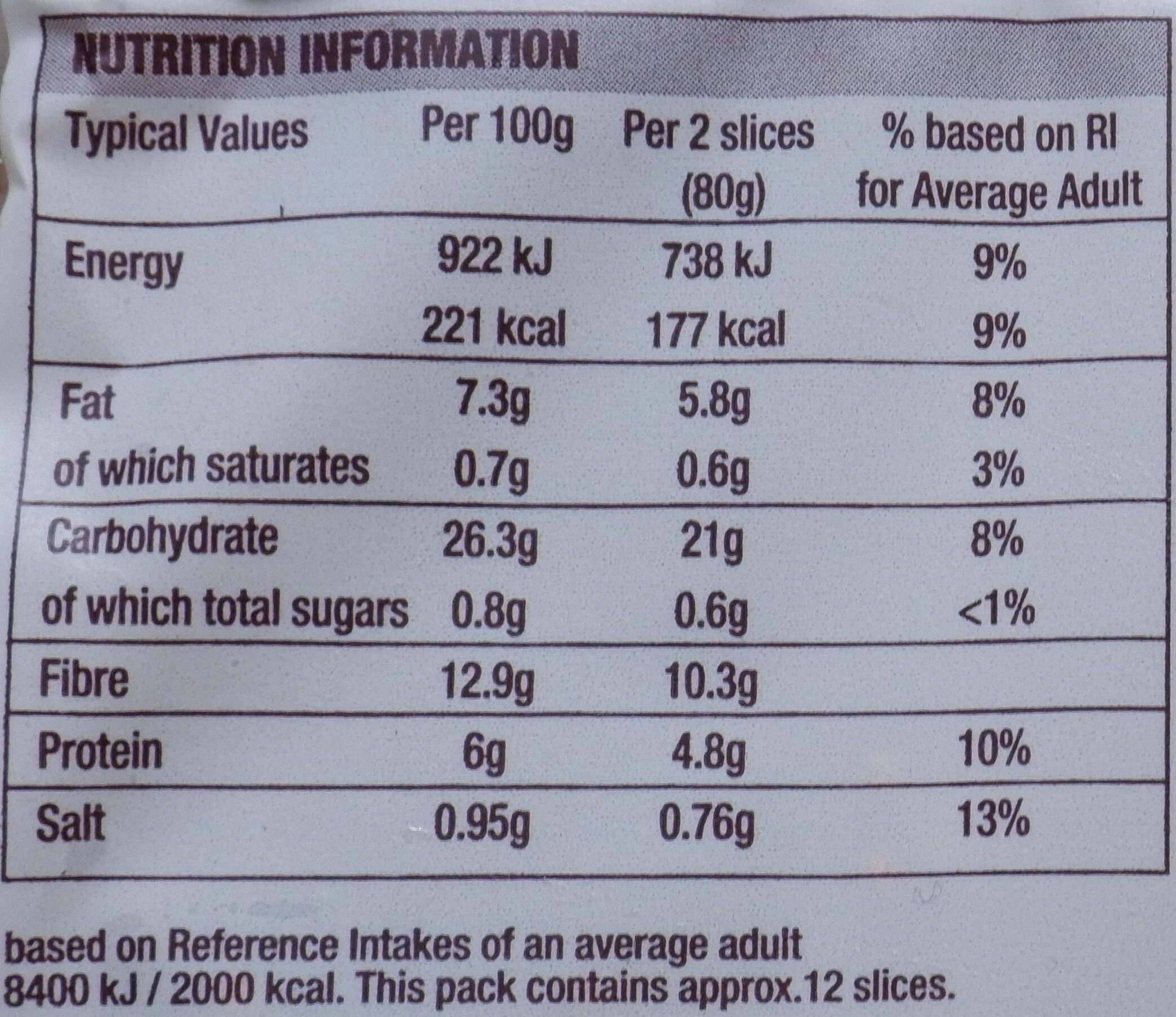 Multigrain Loaf - Nutrition facts - en